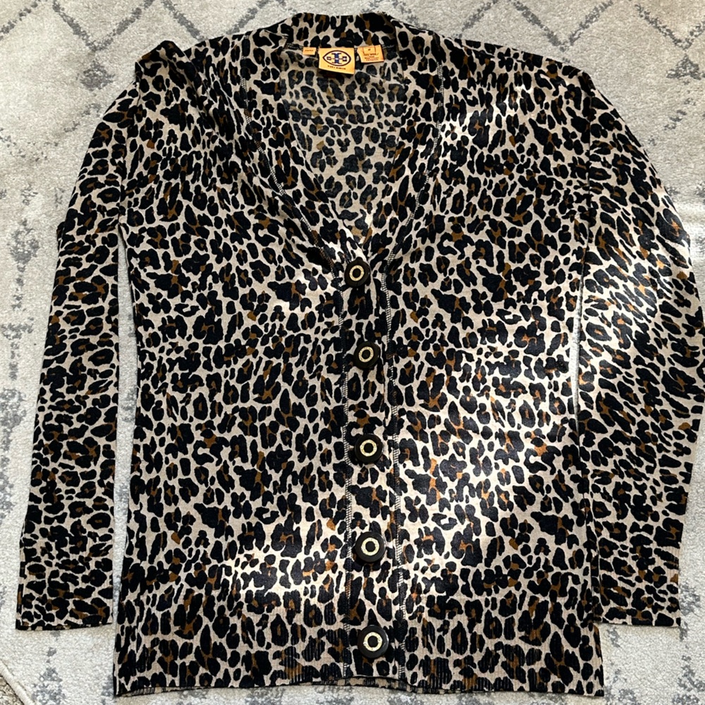 Tory Burch Wool Leopard Cardigan